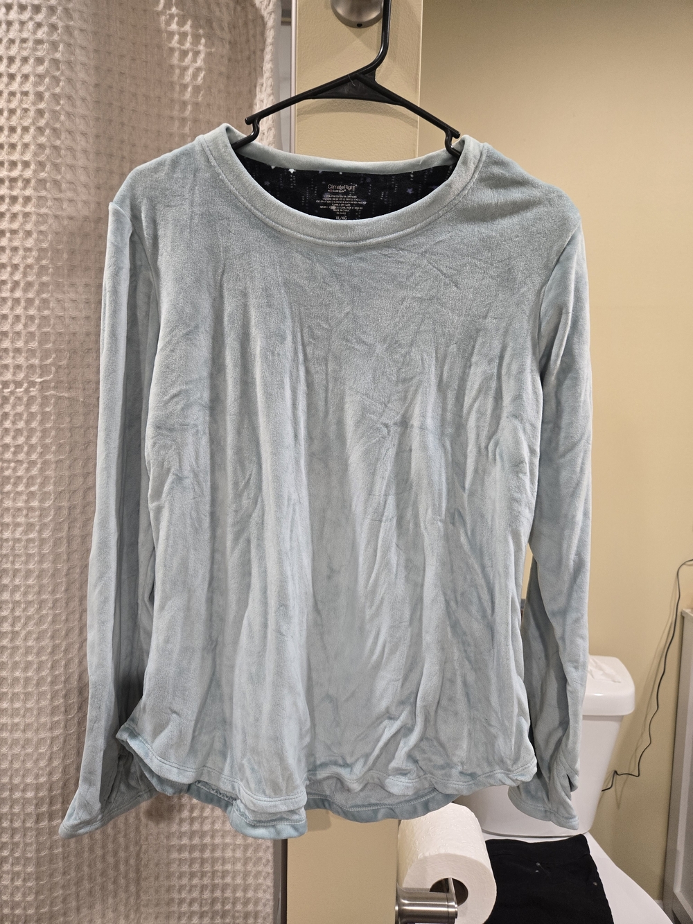 Cuddl Duds Pale Blue Long Sleeve Crewneck Top